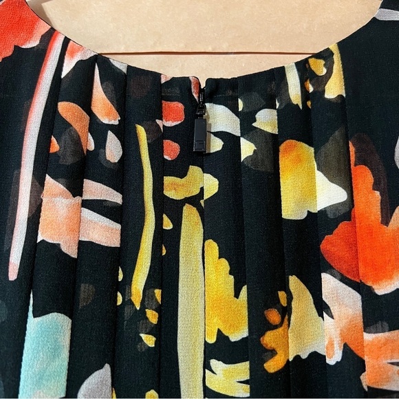 Lafayette 148 | Nia Blooming Eden Silk Midi Dress Pleated Tie Waist Size M - Picture 13 of 15